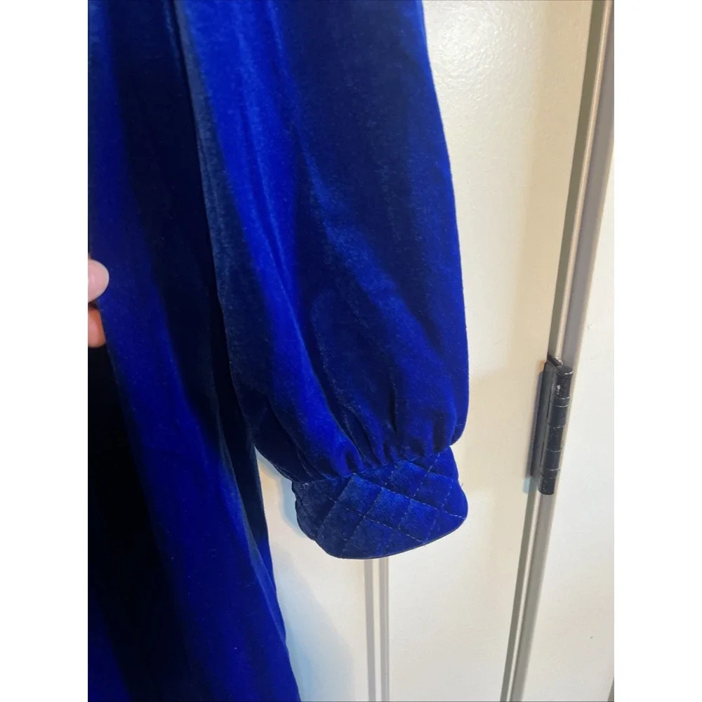 VTG Gilligan O' Malley Womens Blue Velvet Velour Bishop Sleeves Nightgown Robe L